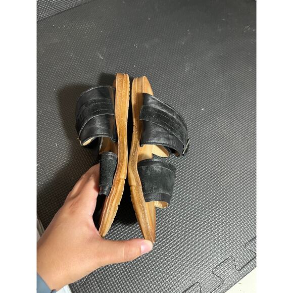 Miz Mooz Leather Double Band Slide Sandals - Florra Black Womens 38 US 7.5-8 - Picture 4 of 8